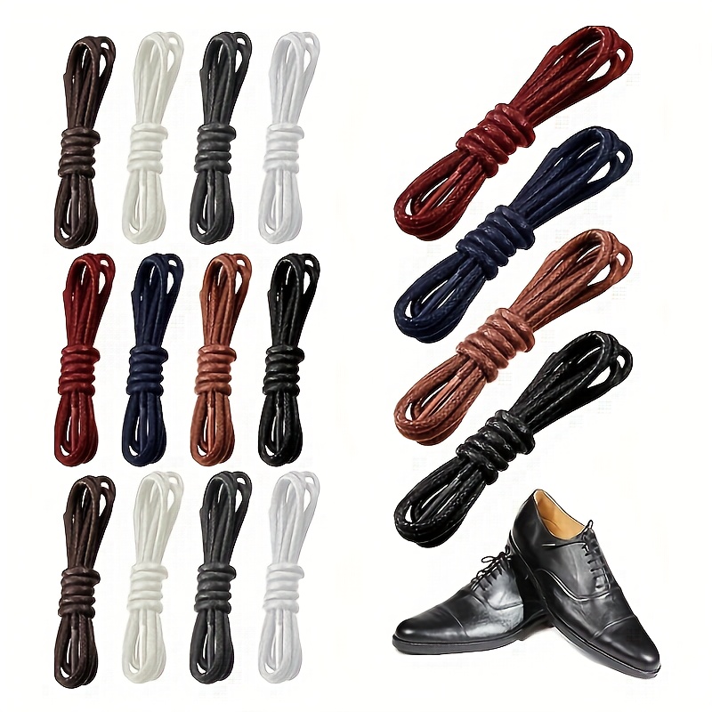 2 Pairs Dress Shoe Laces for Men & Women,Round Waxed Shoelaces for Dress Shoes / Leather Shoes, Red & Brown,Temu