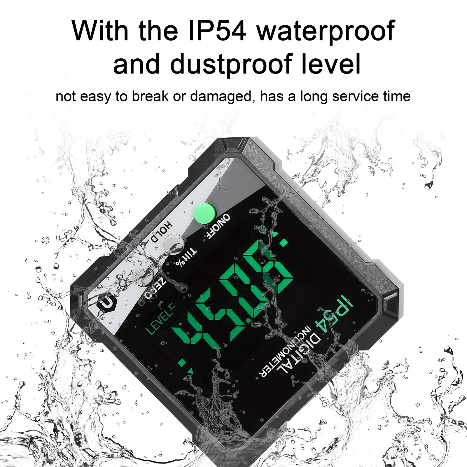 Medidor de ángulo digital IP54 Inclinómetro digital con base magnética y  pantalla LCD, precisión rápida 4 x 90 ° (negro)