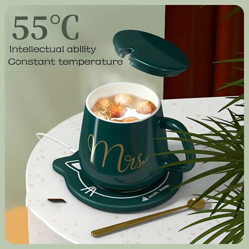 Chauffe tasse,Tasse à café chauffante électrique, 55℃ chaud constant,  alimentation USB, avec tasse en