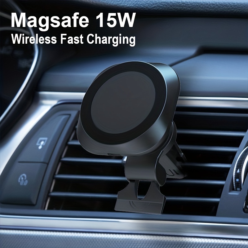 Cargador de coche MagSafe, cargador inalámbrico magnético de 15 W de carga  rápida para automóvil, ventilación de aire, salpicadero, parabrisas de