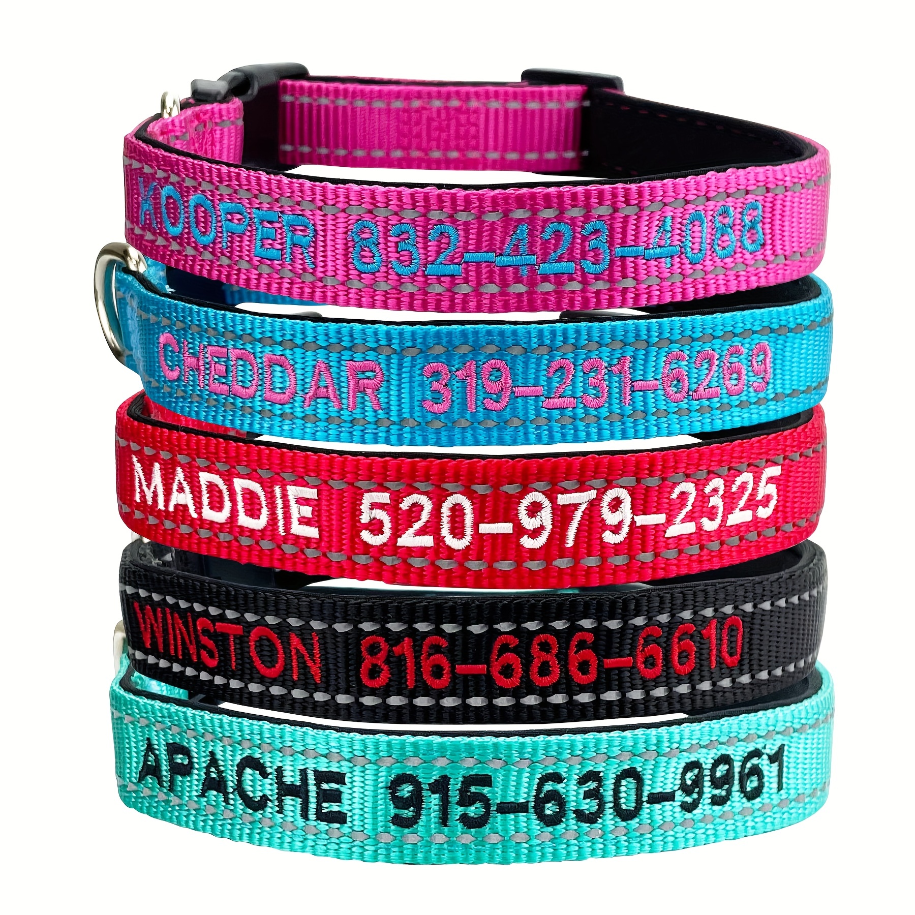 

Custom Reflective Dog Collars With Embroidered Name, Personalized Pet Collar For Large Medium Small Dogs