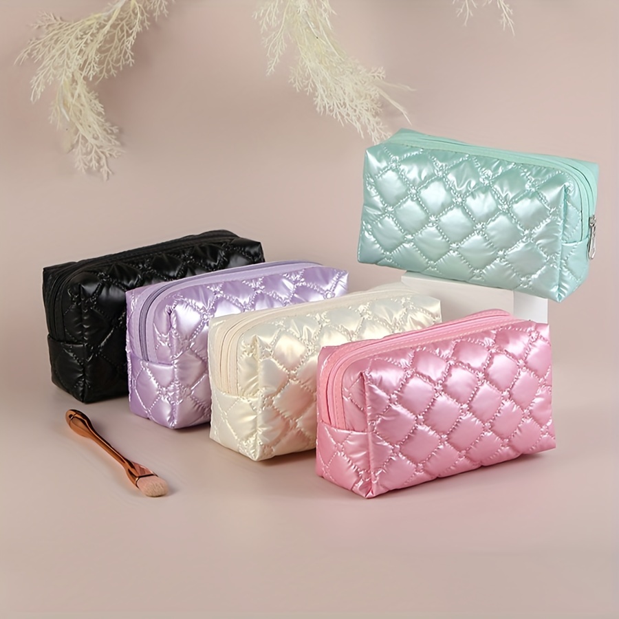 Bolsas de cosméticos para mujer – Bolsa de cosméticos de pana para mujer,  bolsos de mano estéticos con puntos sonrientes, organizador de maquillaje
