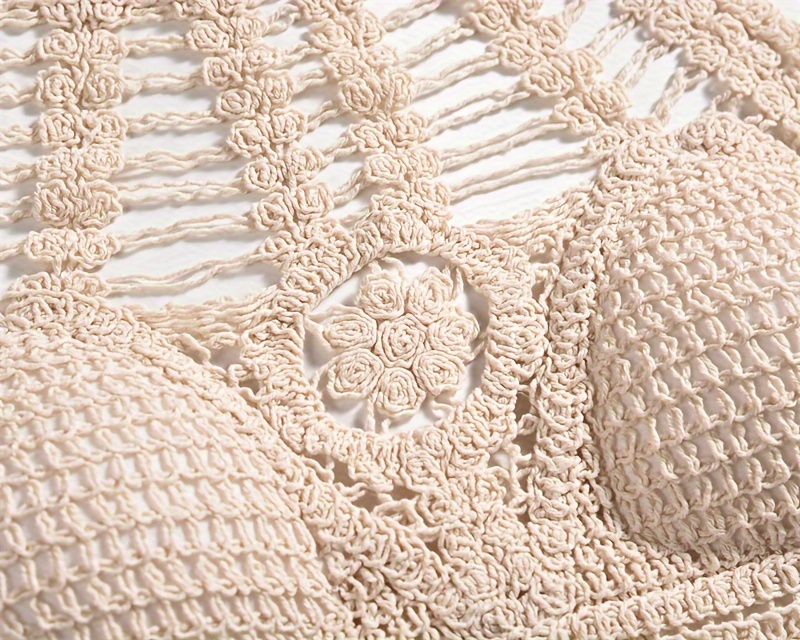 Bohemian Ethnic Women's Swimsuit Top - Lace-Up Halterneck with Chest Cut-Outs, Geometric Embroidery & Adjustable Suspender Straps, Non-Removable Padded Cups, Hand Wash Only, Beachwear Fashion, Laceup Detailing, Intricate Embroidery, Stylish Swimwear, Summer Travelers