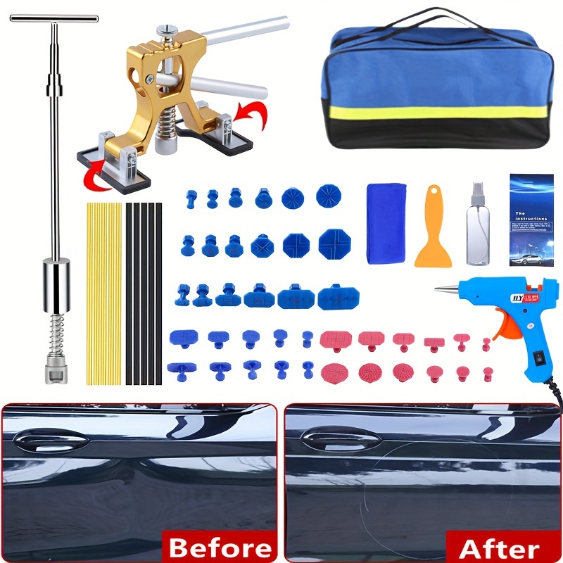 Car Dent Puller Kit, Paintless Dent Repair Remover, Pro Dent Lifter Tools  with 10pcs Glue Pulling Tabs for DIY Automobile Body Hail Damage Removal 