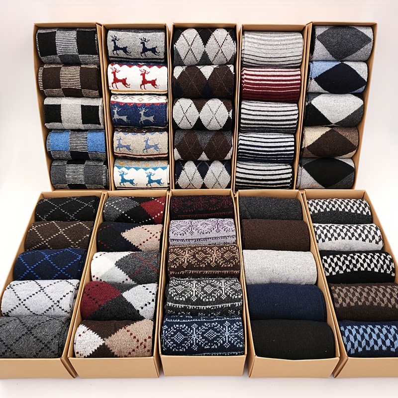5 Pairs Men's Winter Warm Business Crew Socks