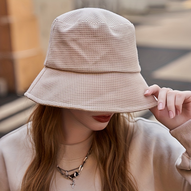 Iron Label Decor Bucket Hat Simple Solid Color Embossed - Temu