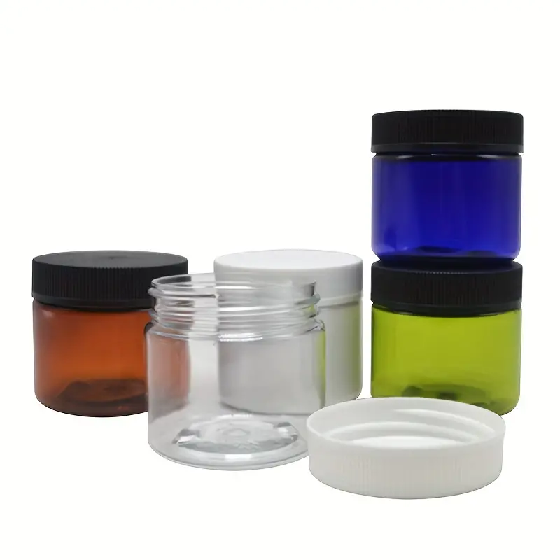 16 Pieces 60 ml/ 2 oz Round Clear Leak Proof Plastic Container Jars with Lids  Plastic