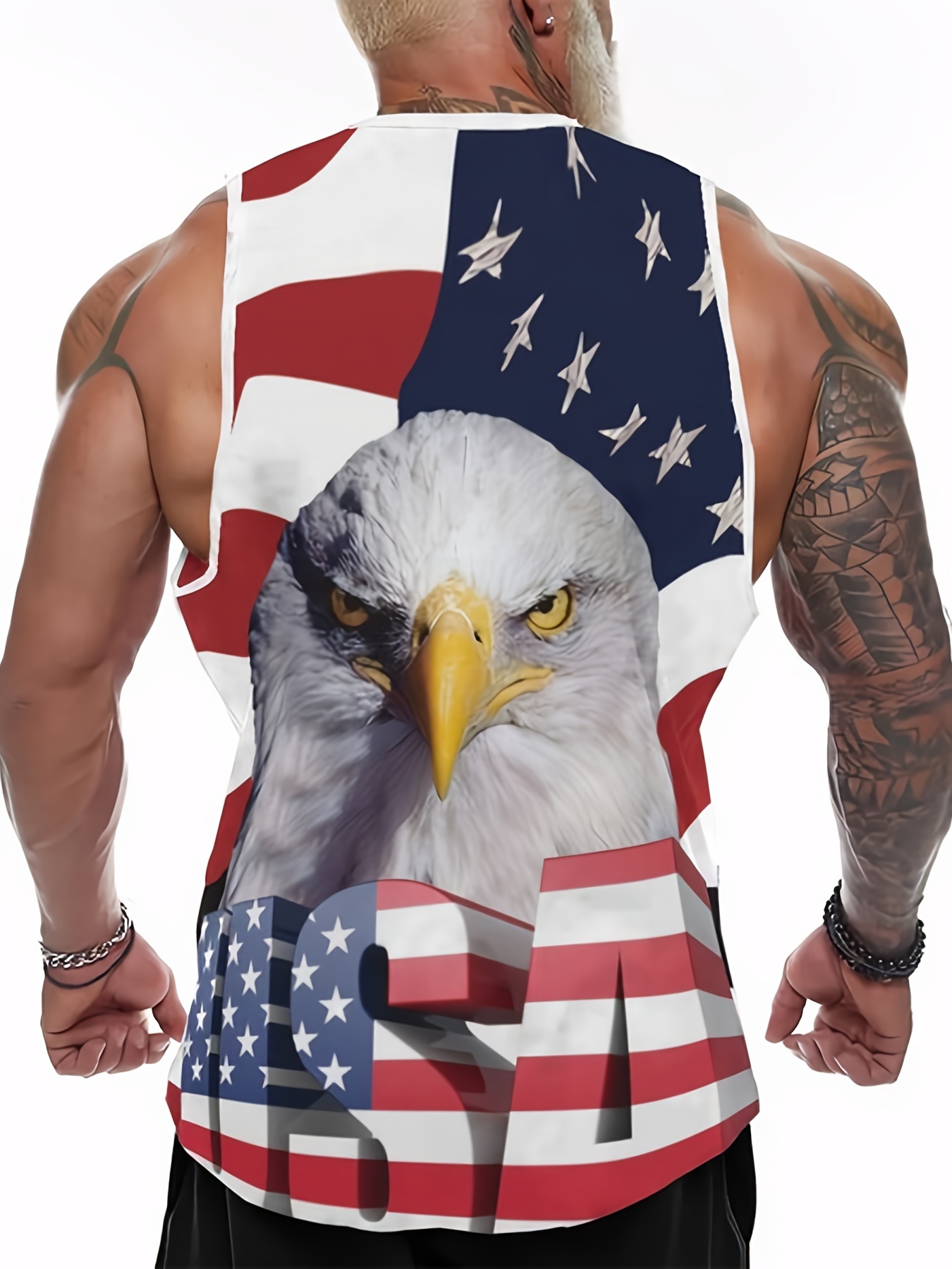 Bald Eagle US Flag Print A-Shirt Tanks, Sleeveless Tank Top, Lightweight  Active Undershirts, For Workout At The Gym, Bodybuilding, And Fitness, As  Gif