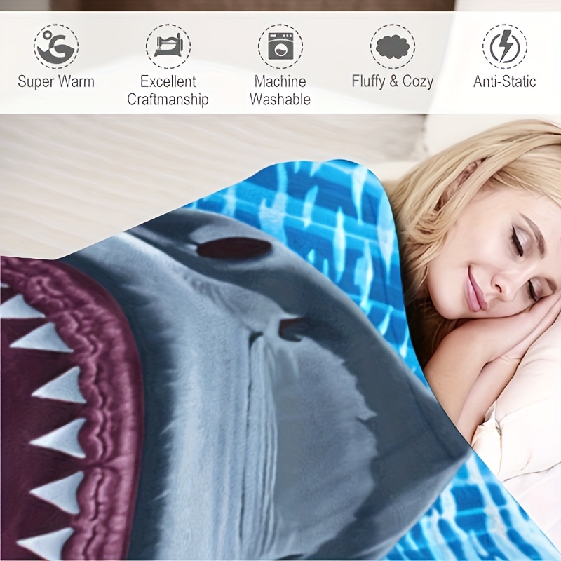 Direct Great White Shark Manta Lana Cama Manta Lana 150 Cm * - Temu Mexico