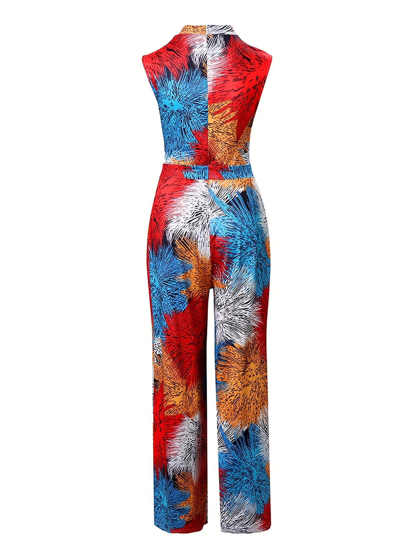 Mgdxox Women's Jumpsuit Long Sleeve Loose Wide Leg Belted Romper Jumpsuit Elegant Party Evening Jumpsuits Outs Summer Red XXL