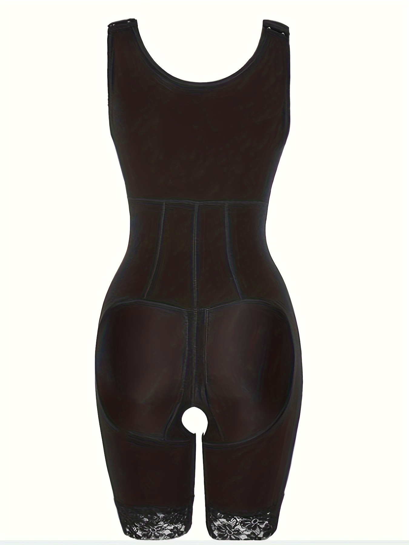 Women's Sexy Shapewear Bodysuit, Plus Size Contrast Lace Trim Tummy Control  Crotchless Corset Sculpting Bodysuit
