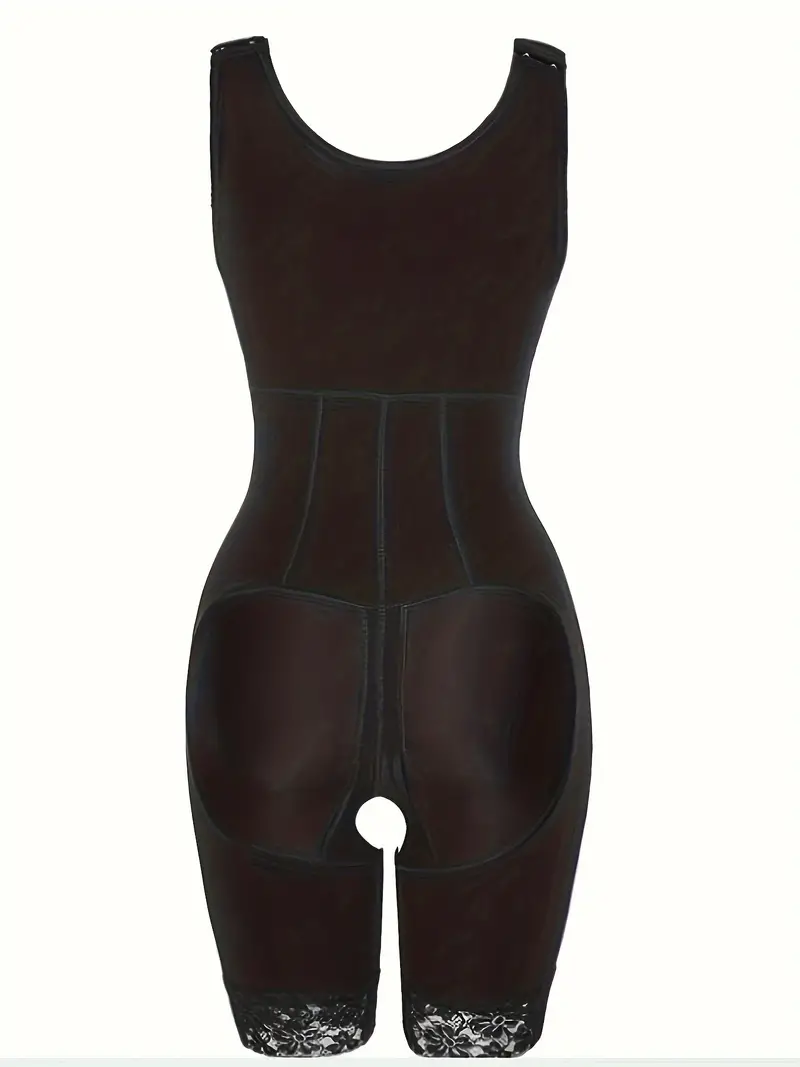 Women's Sexy Shapewear Bodysuit, Plus Size Contrast Lace Trim Tummy Control  Crotchless Corset Sculpting Bodysuit - - Temu