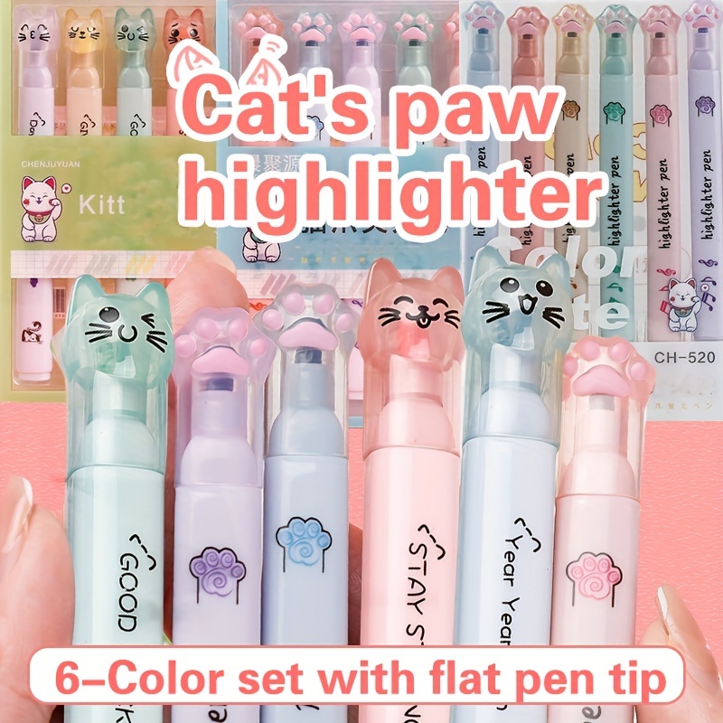 Harloon 12 Pcs Cat Paw Cute Highlighters Kawaii Highlighters Aesthetic  Kawaii Markers Soft Chisel Tip Cool Highlighters No Bleed Pastel  Highlighter