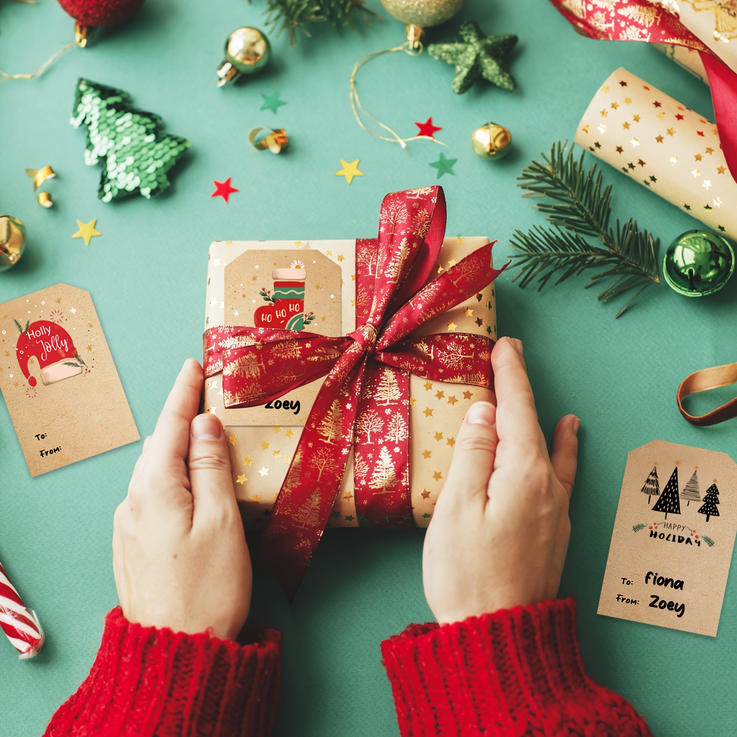Kraft Christmas Gift Tags Christmas Labels Self adhesive - Temu