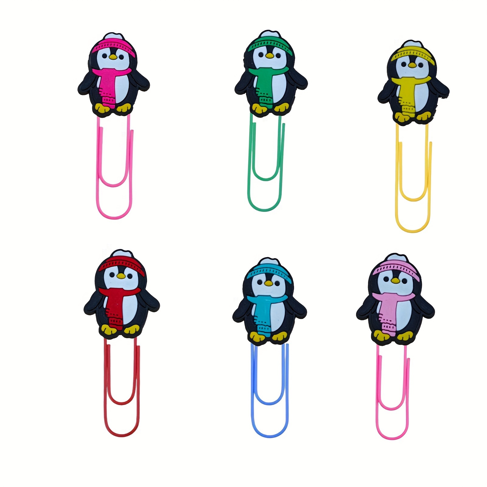 3/6pcs Cute Penguin Large Coated Paperclips And Sticky Notes - Great For Office, School And Teacher Supplies!