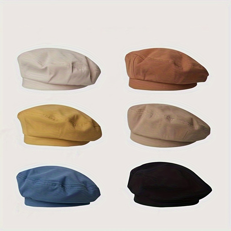 Elegante Estilo Británico Gorras Boina Color Sólido Casual - Temu