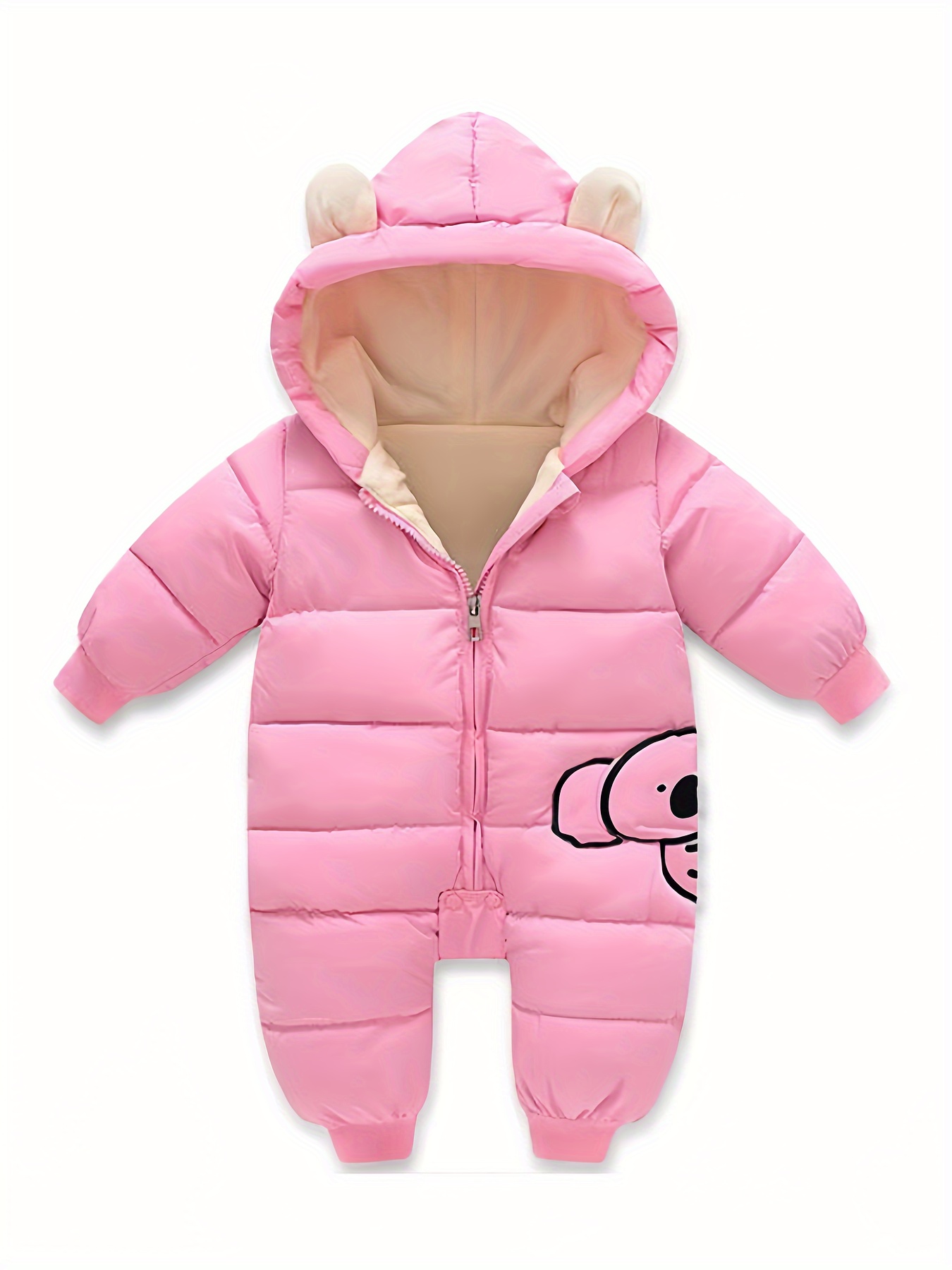 Baby Thick Windproof Zip Hooded Warm Romper Cute Ears - Temu Canada