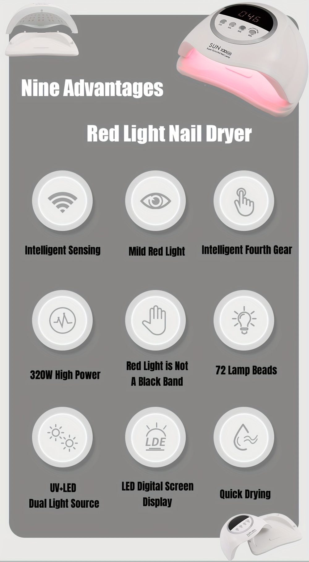 12 Led 36w Smart Sensing Nail Dryer Gel Polish Curing Led Uv Lamp Drying Gel  Timer Manicure Tools Nail Polish Dryer Machine Tools Lcd Display Lamp (pu |  Fruugo NZ