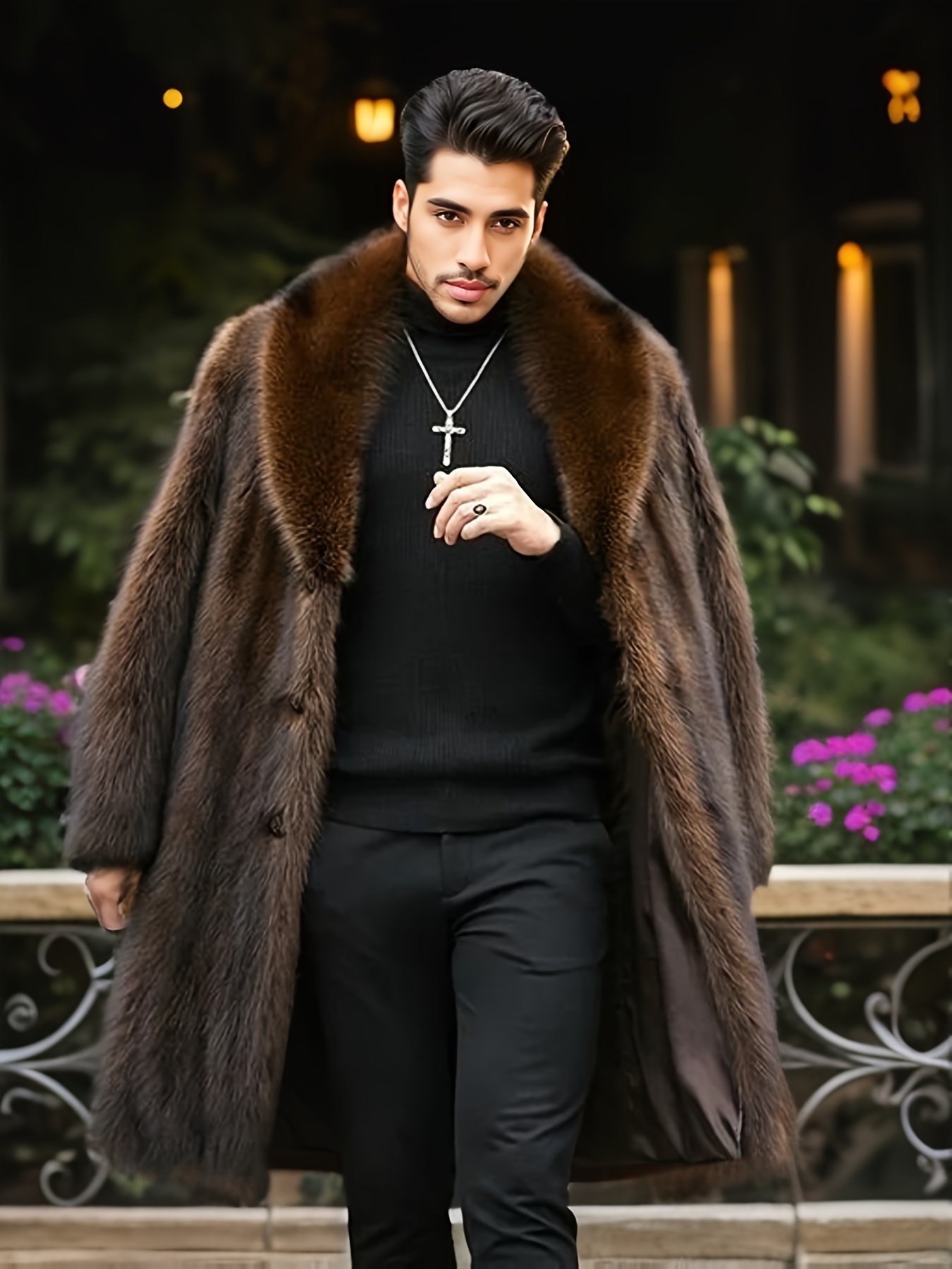 Mens overcoat with on sale fur