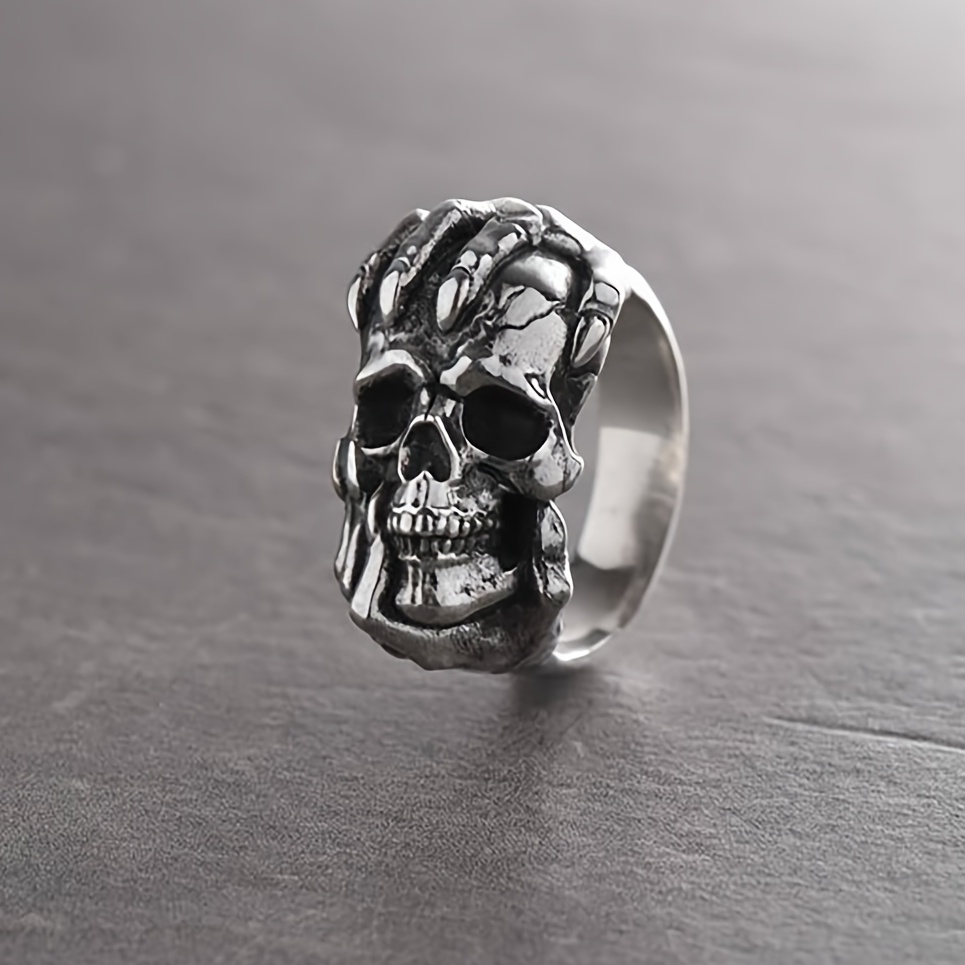 Men's Vintage Skull Charm Ring