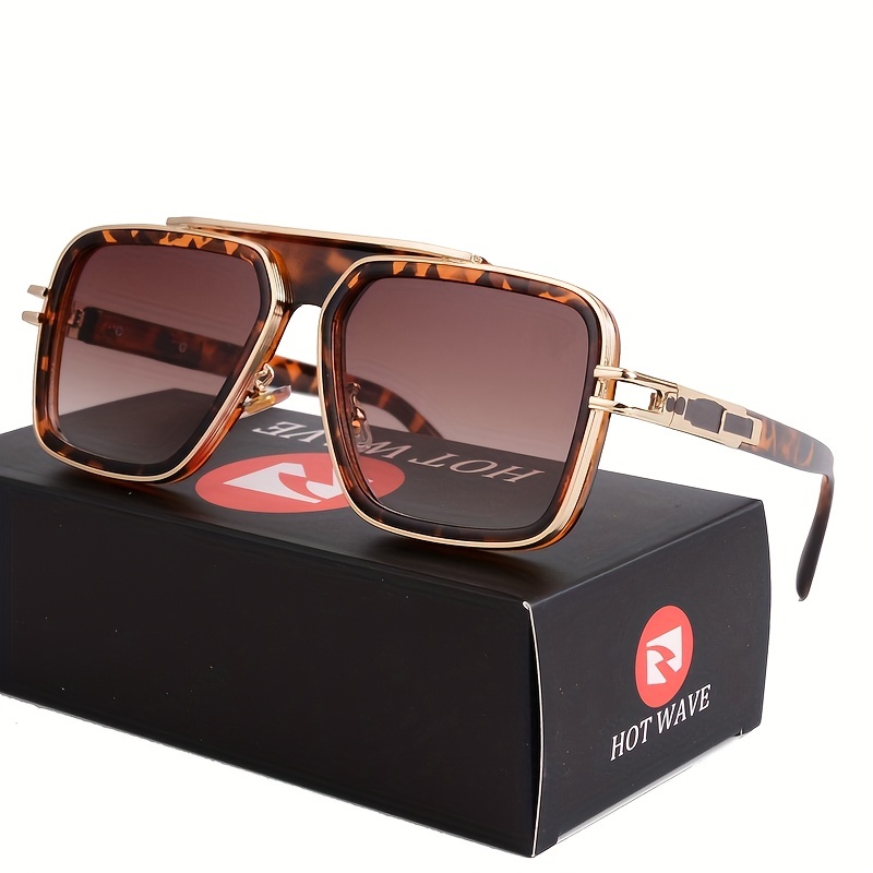 1pc 2022 New Retro Fashion Men's Sunglasses UV400 Luxury Brand Black Square Frame Cool Men's Outdoor Sunshade Glasses,Temu