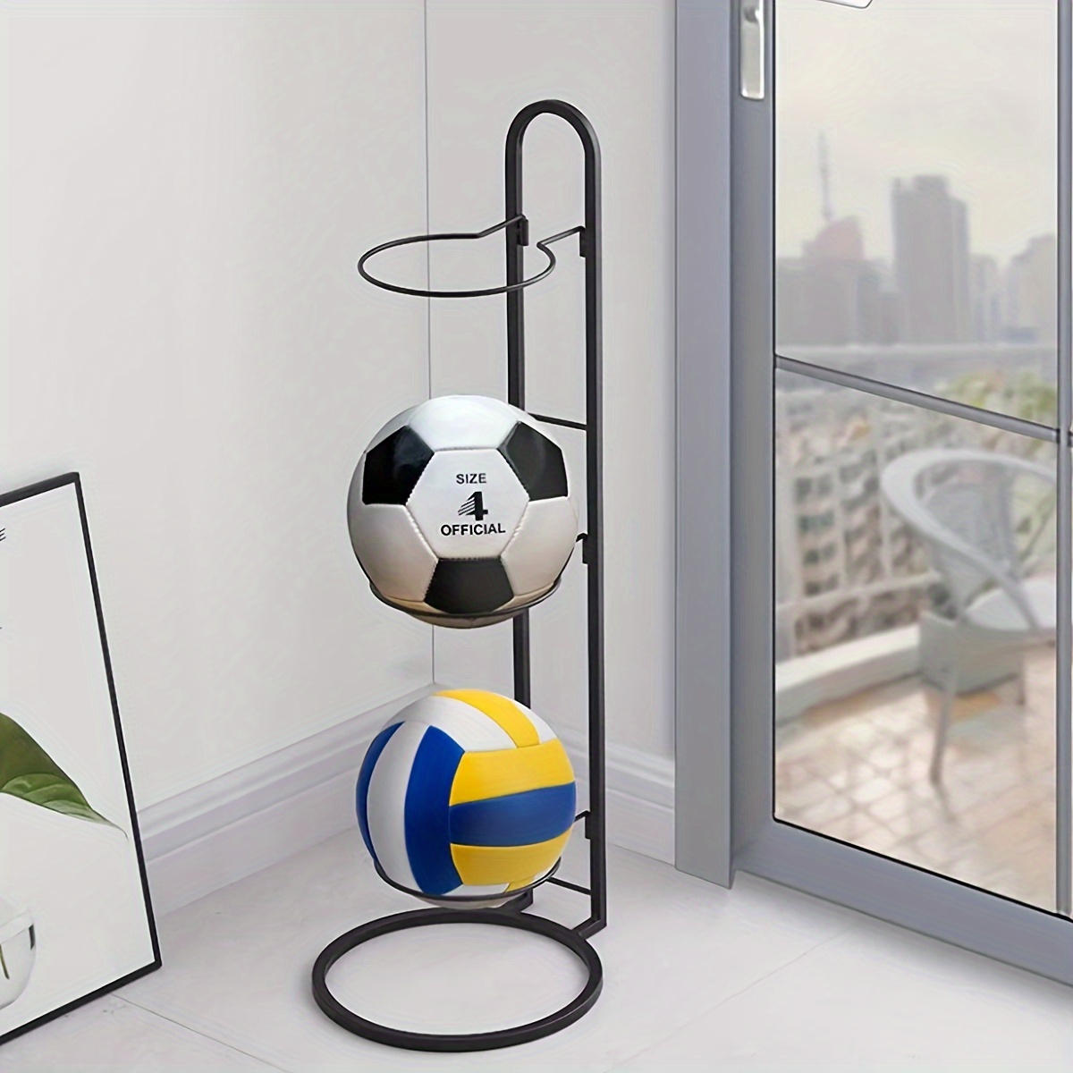 3-Layer Ball Storage Rack Carbon Steel Basketball Display Stand