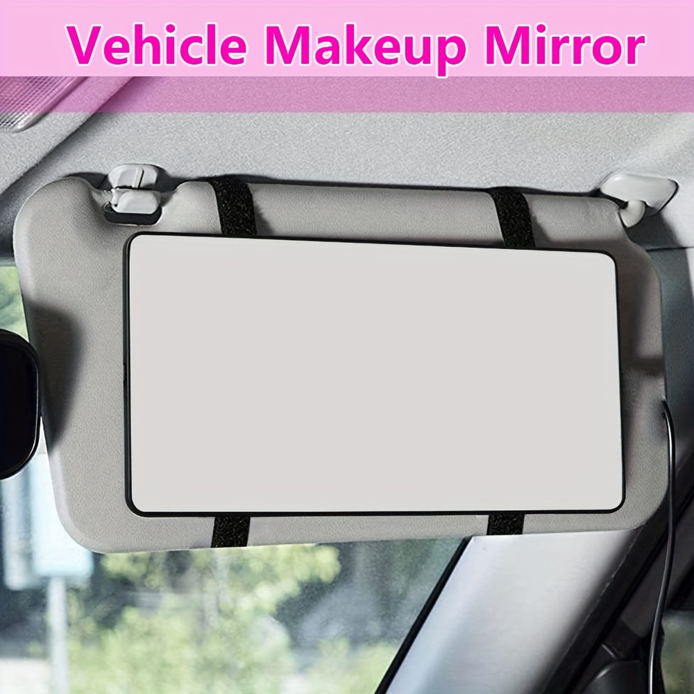 Miroir de courtoisie en acier inoxydable pour pare-soleil de voiture,  miroir de maquillage incassable (ovale)