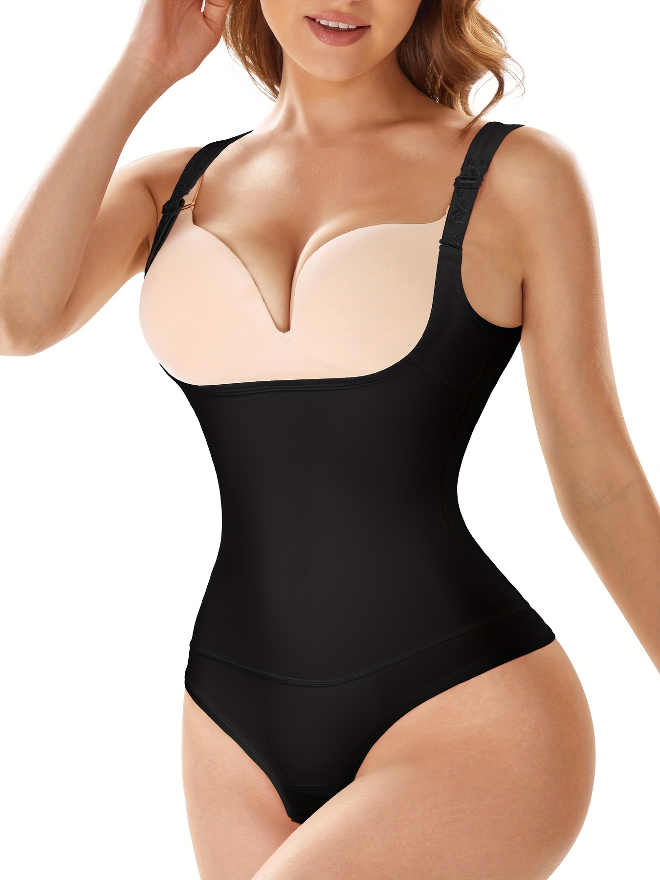Scarboro Shaping Cami Bodysuit Tummy Control Open Bust Thong - Temu Canada