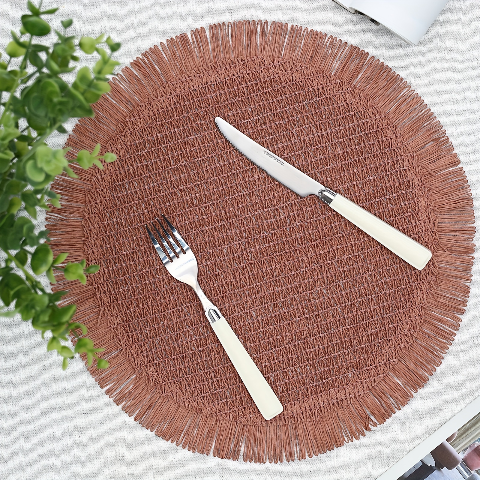Tassel Placemats Natural Simple Solid Color Anti scalding - Temu