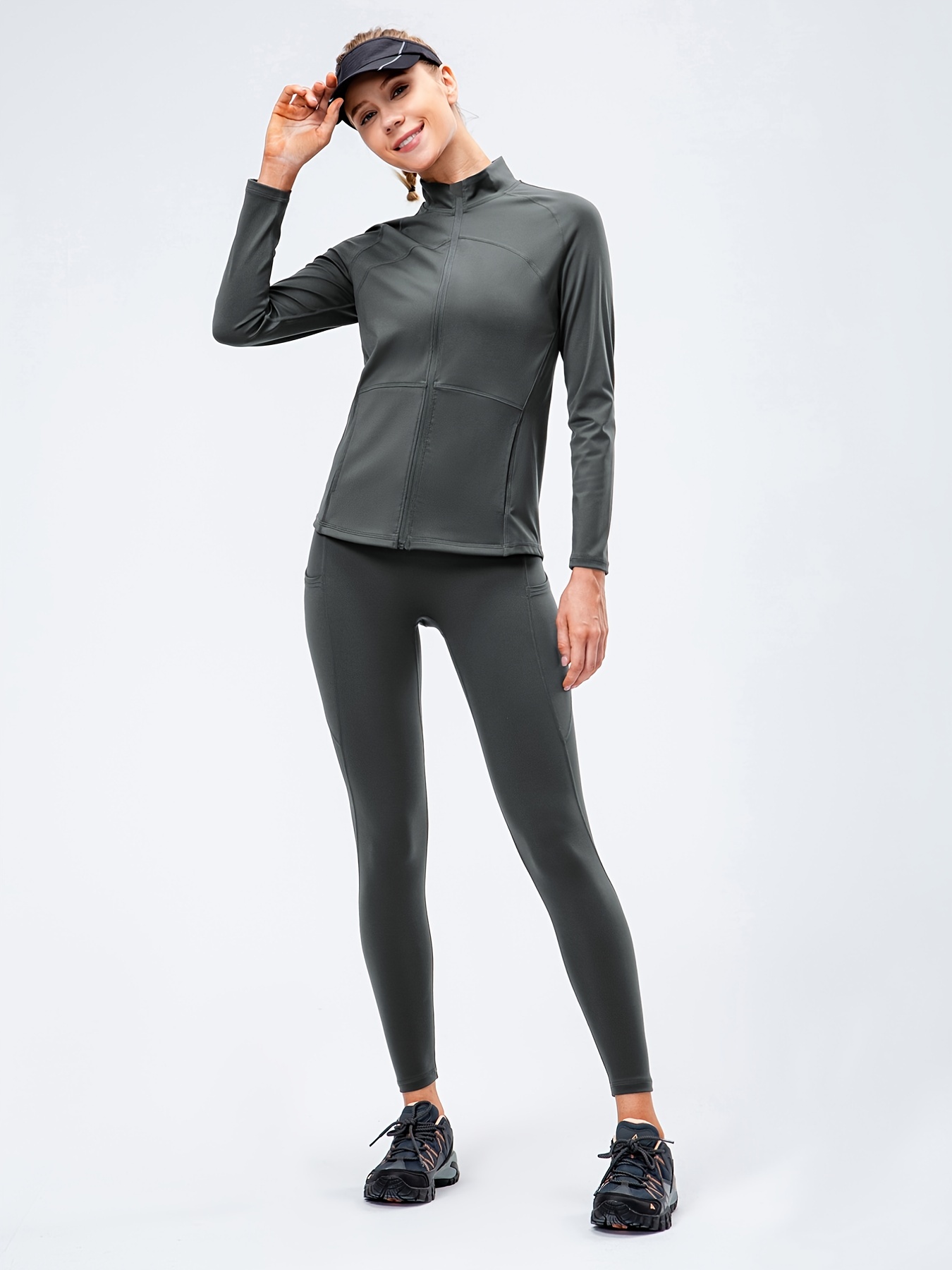 Solid Track Jacket Slim Fleece Lining Thermal Zip Fitness - Temu