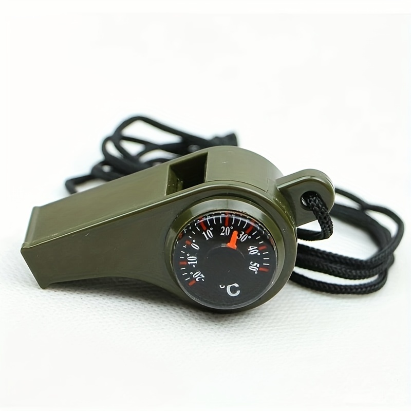 Portable 3 in 1 Whistle Compass Thermometer Outdoor Hiking Camping Survival  Gear 