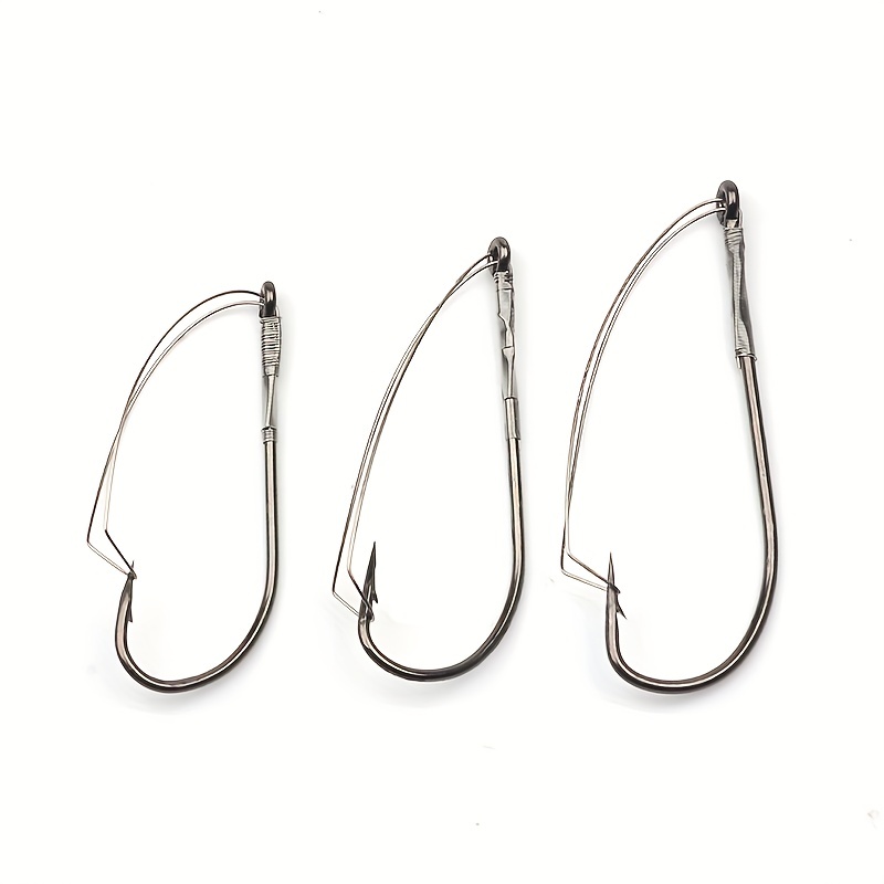10pcs Weedless Fishing Hooks: 1/0 Carbon Steel Single Hook For Soft Worm  Bait - Perfect Fishing Accessory
