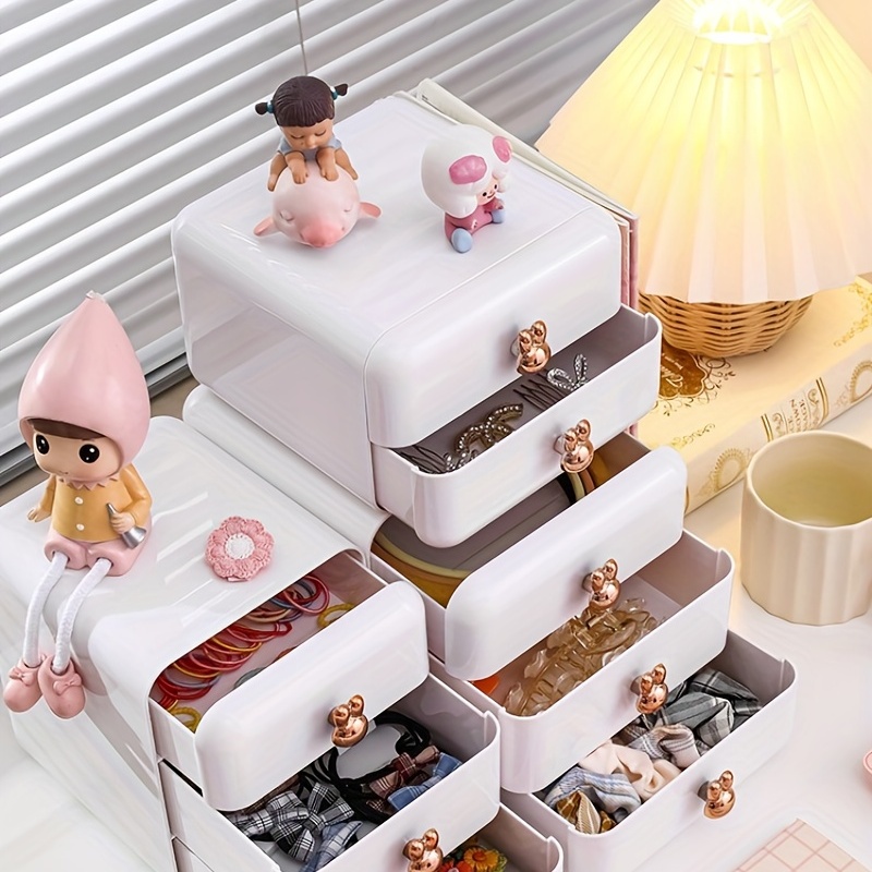 Cute Rabbit Handle Desktop Storage Box Drawer Style - Temu