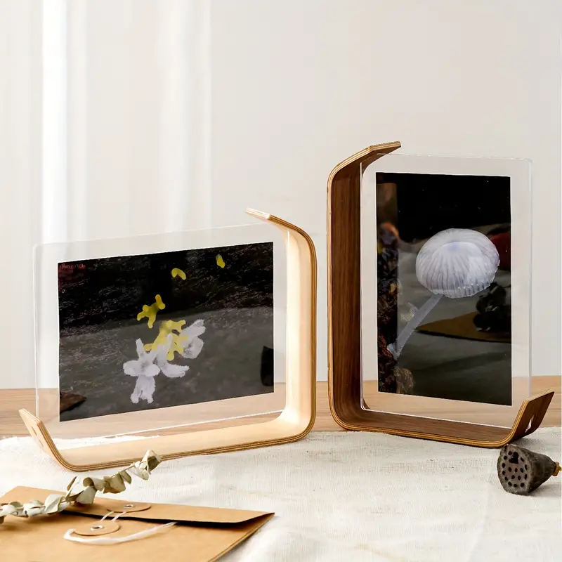 acrylic wooden photo frame 4x6 picture frame rustic wooden photo frames with hd glass double sided frame for tabletop display wedding party picture frame photo decor details 4