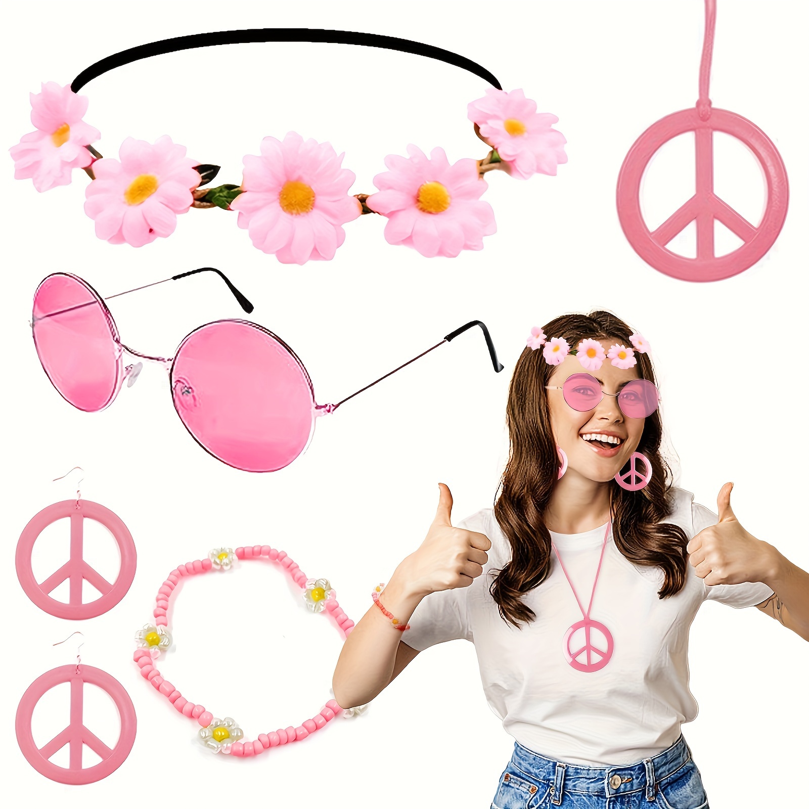 80's Style Accessories Set With Headband Necklace Earrings - Temu