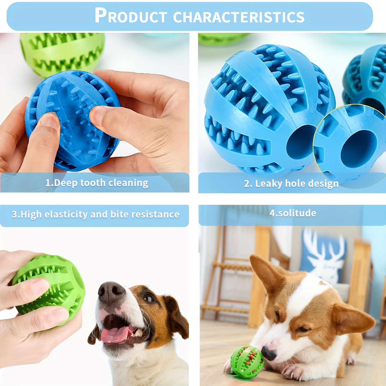 2PCS Puppy Dog Toys Chew Toys Interactive Treat Dispensing