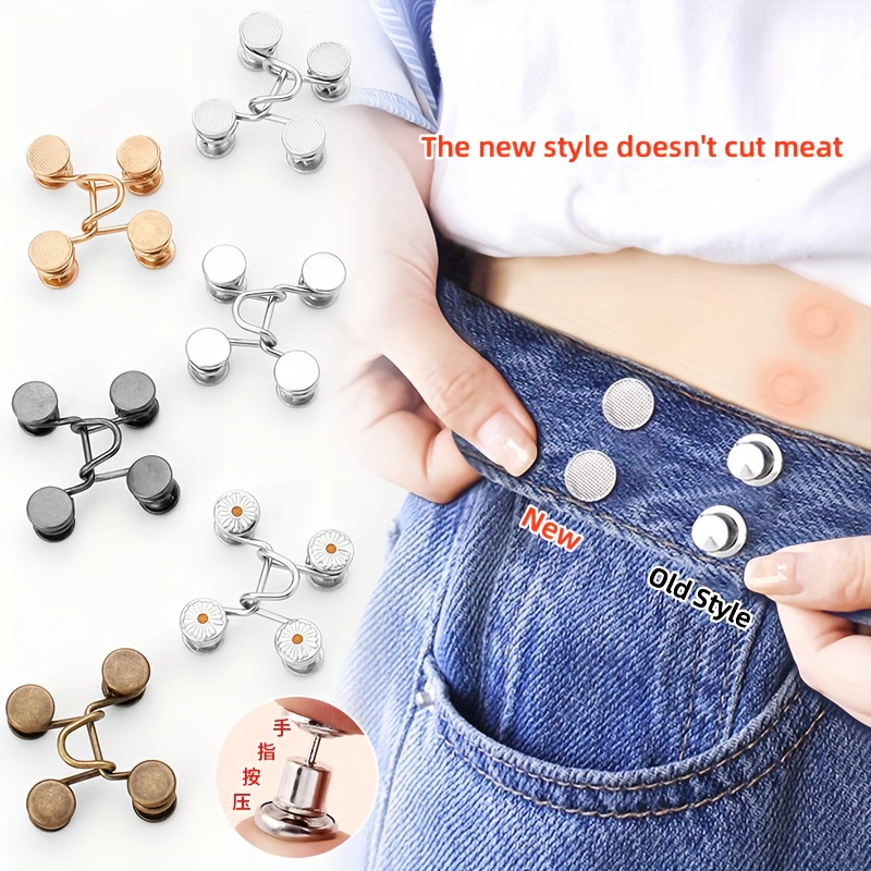 6 botones para jeans, broches de botón ajustables para jeans, tensor de  cintura de pantalón, sin costura y sin herramientas, botones instantáneos  para