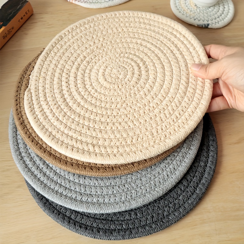 1/2pcs Insulation Pad, Pure Cotton Woven Insulation Pad, Made Of Cotton,  Japanese Cotton And Linen Cross-border Coaster, Pot Pad, Meal Pad, Tea Set,  D