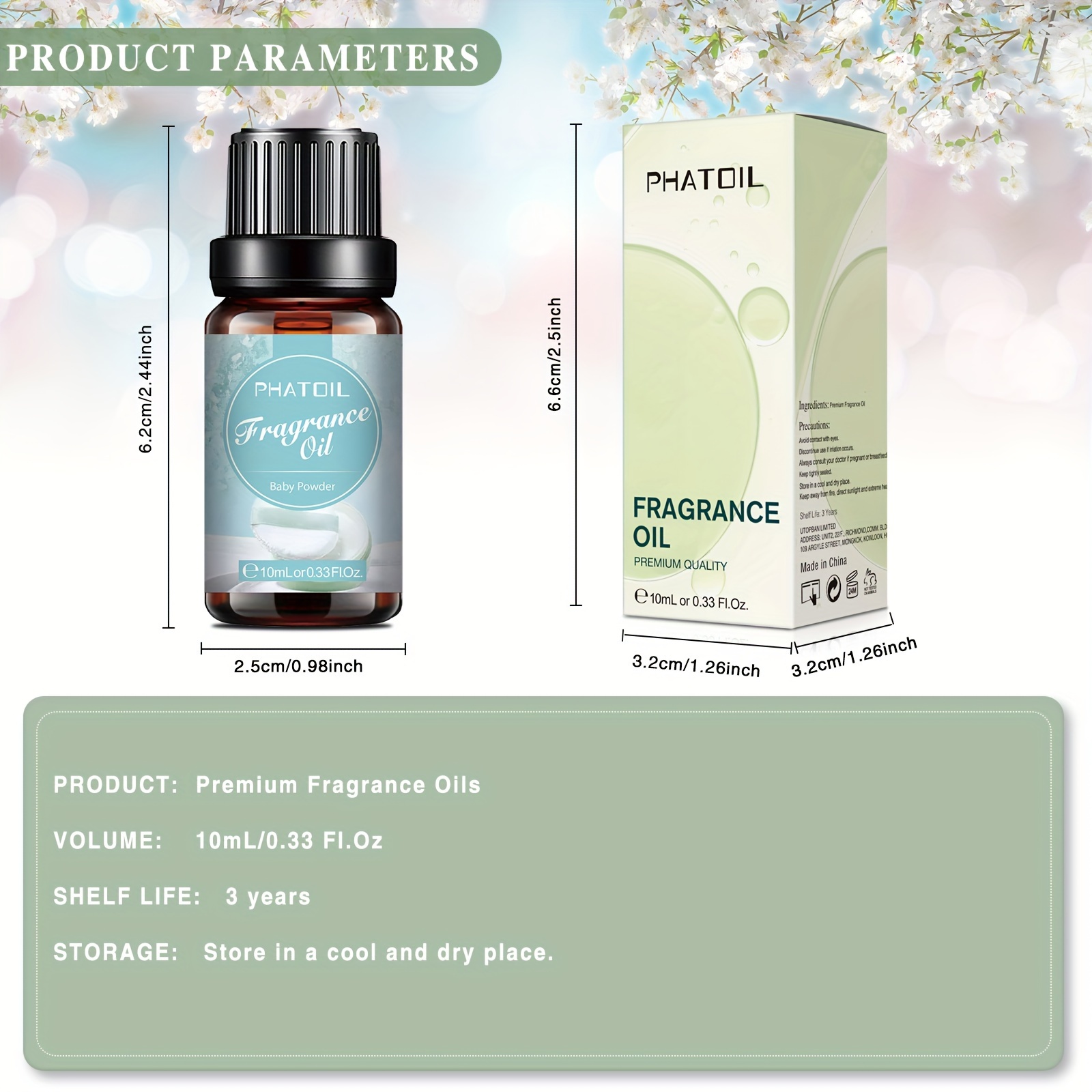 1pc 0.34oz/0.33fl.Oz Baby Powder Fragrance Essential Oil Perfume Oil For  Diffusers Humidifier Home Massage Bath