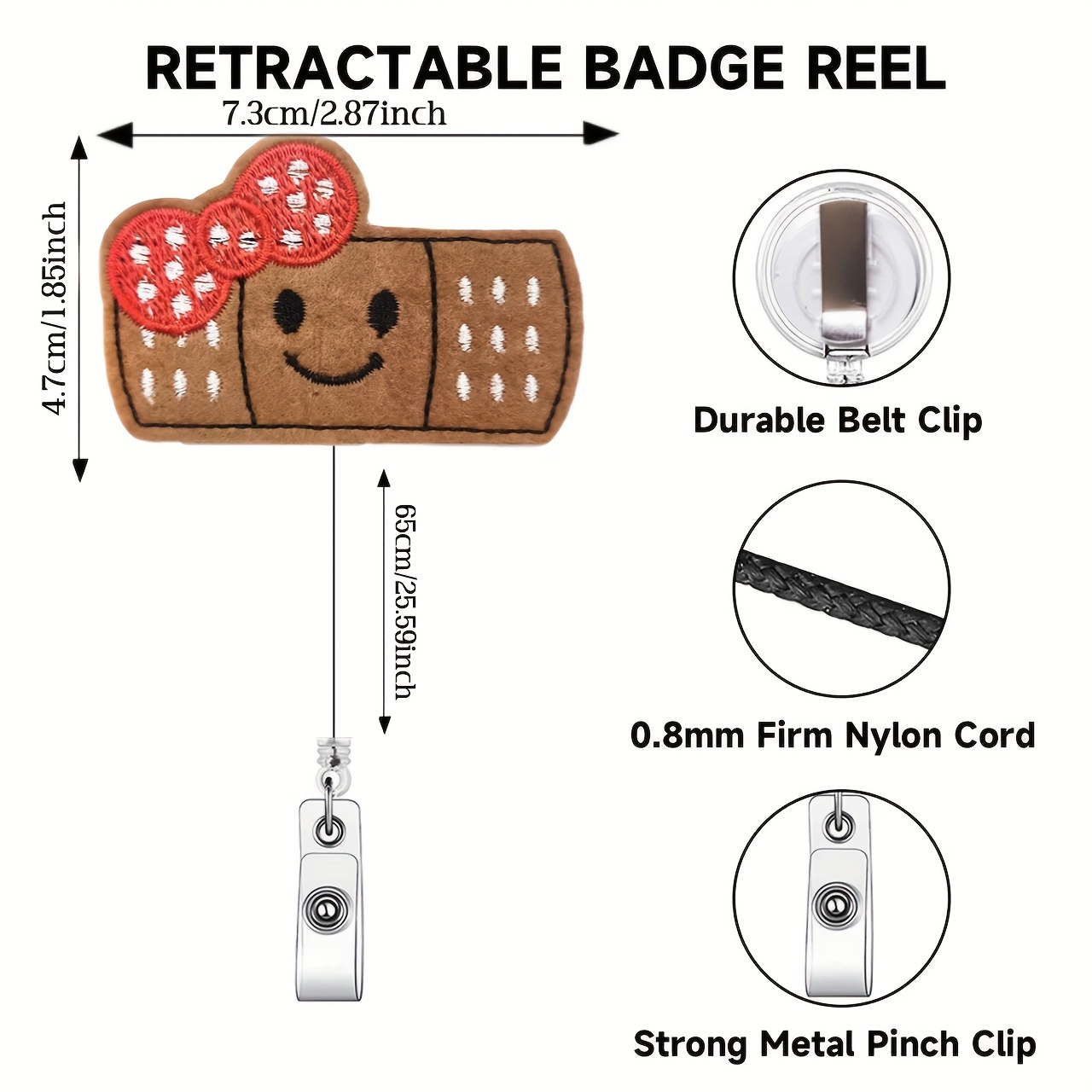 Retractable Badge Holder Reel, Cute Bandage Badge HolderFelt Nurse Name Badge Holder, ID Badge Holder ClipRetractable Cord with Alligator Clip,Cat