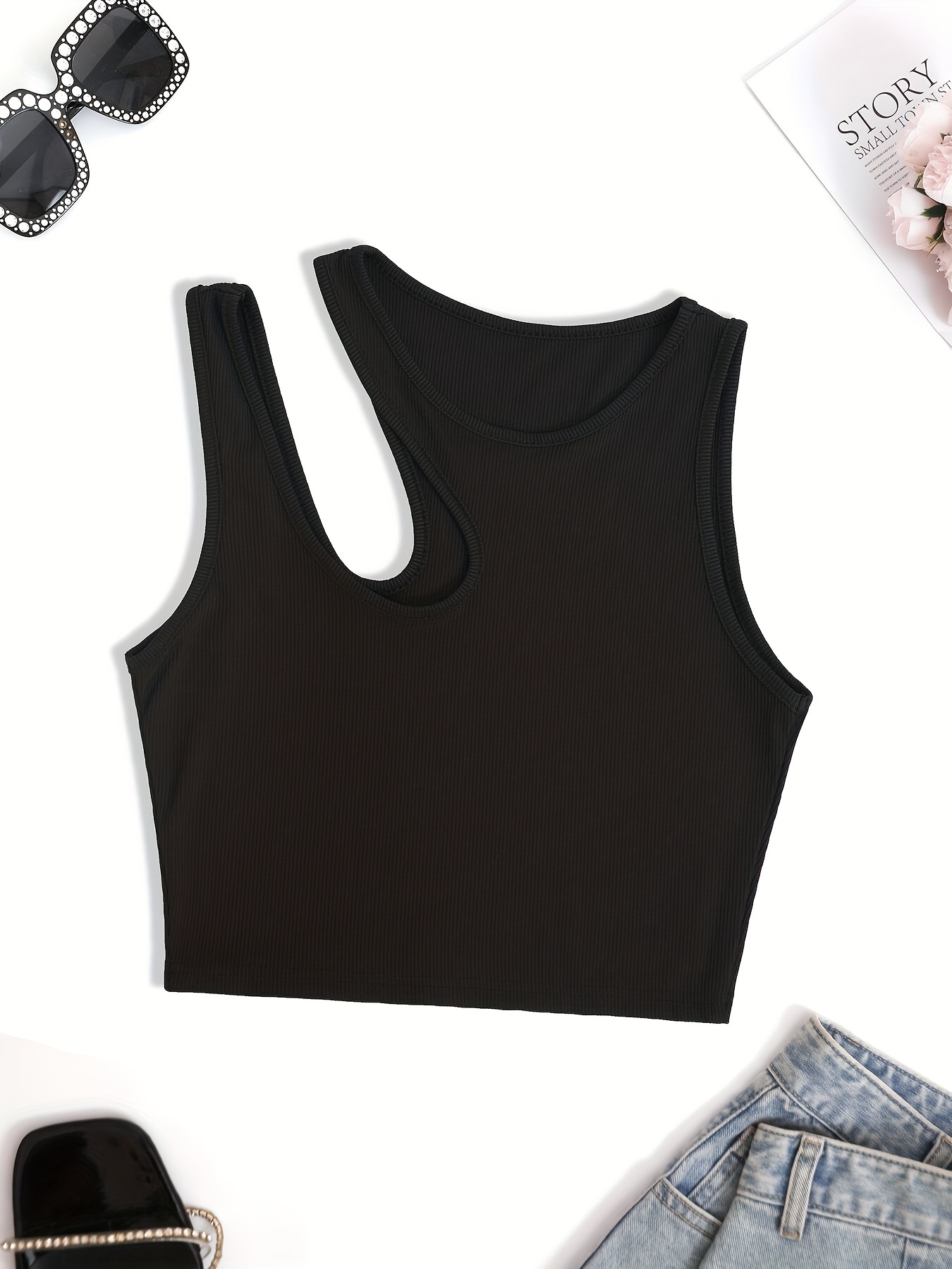 Eyelet Contrast Lace Tank Top, Y2K Sleeveless Square Neck Tank Top For  Summer, Women's Clothing