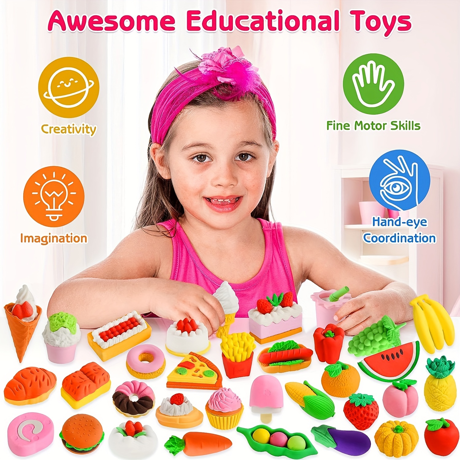 Food Erasers For Desk Pets, Puzzle Erasers, Take Apart Pencil
