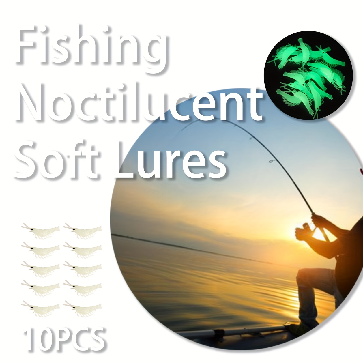 10pcs Fishing Soft Lures Artificial Bait Luminous Glow - Temu