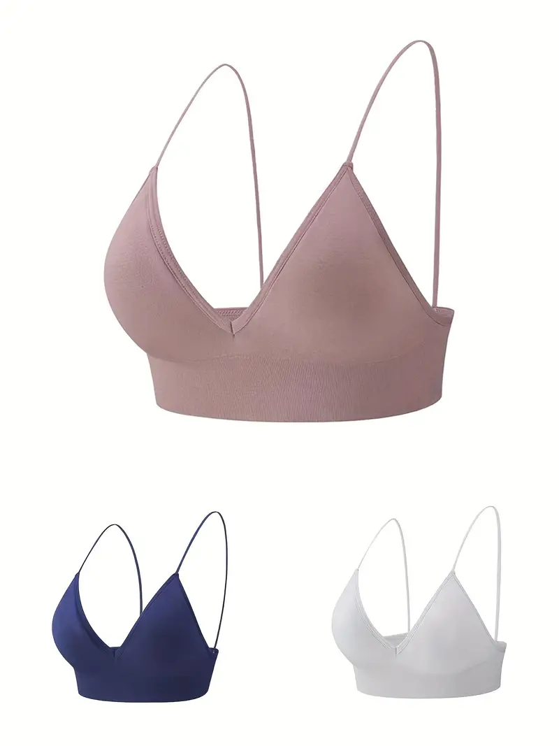 Backless Thin Strap Triangle Cup Bras Casual Seamless - Temu