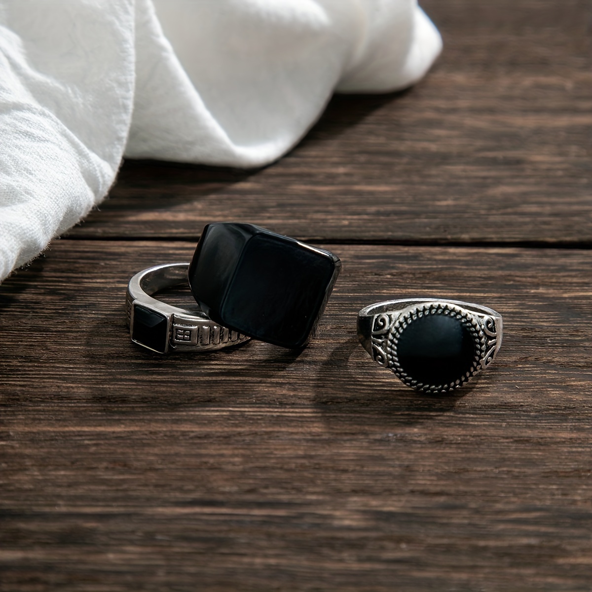 3pcs Vintage Exaggerated Men's Joint Ring Set