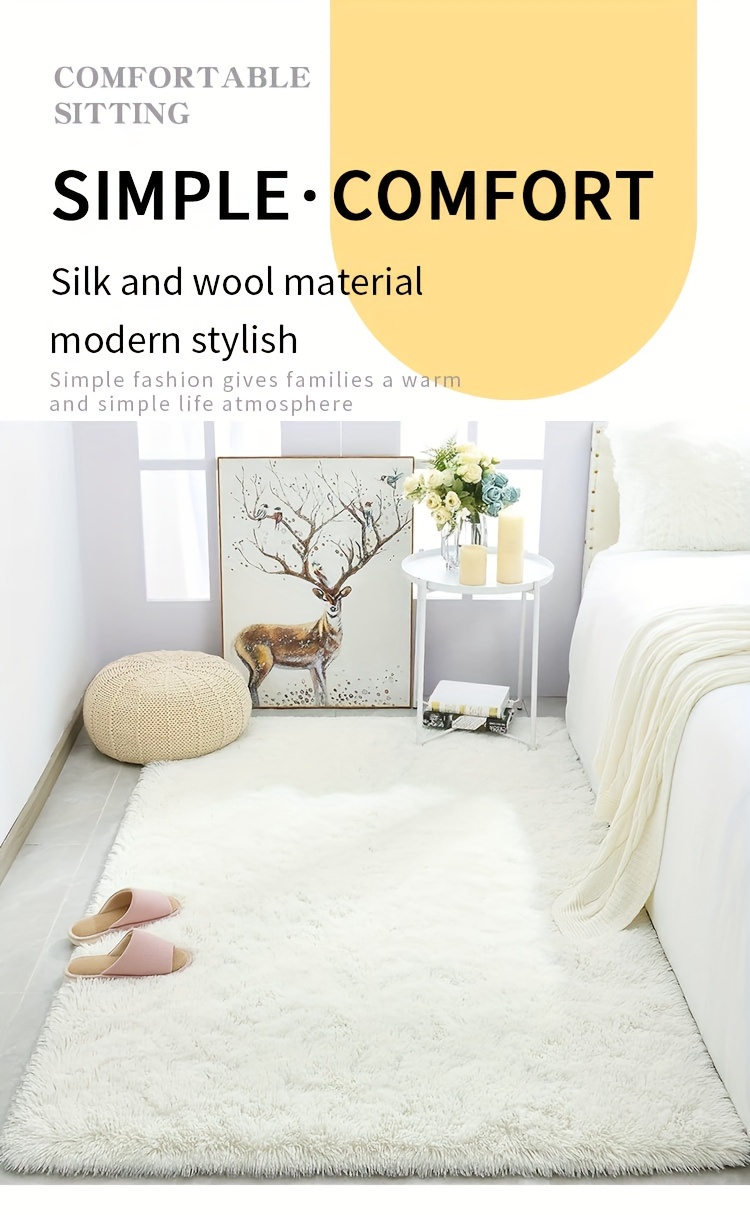 1pc luxury thickened shag area rug modern rectangle plush fuzzy rugs machine washable non shedding non slip shaggy furry carpets for living room bedroom home decor room decor details 0