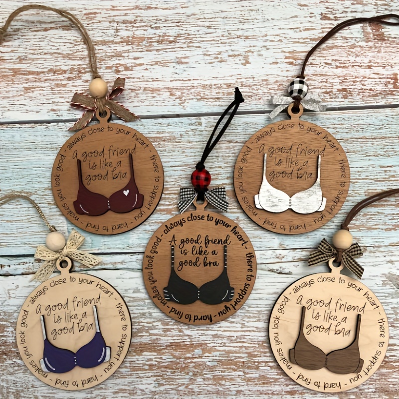 Funny Bra Ornament,Fun Wood Hanging Bras Ornament,Bras Christmas Tree  Ornament,Christmas Tree Bra Pendant,Gifts For Women Friend