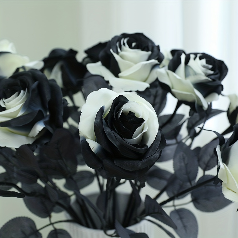 Uieke 5Pcs Roses Artificial Flowers, Black Roses Artificial Flowers Fake  Flower Silk Stem Realistic Blossom Flora for DIY Home Office Bridal Wedding