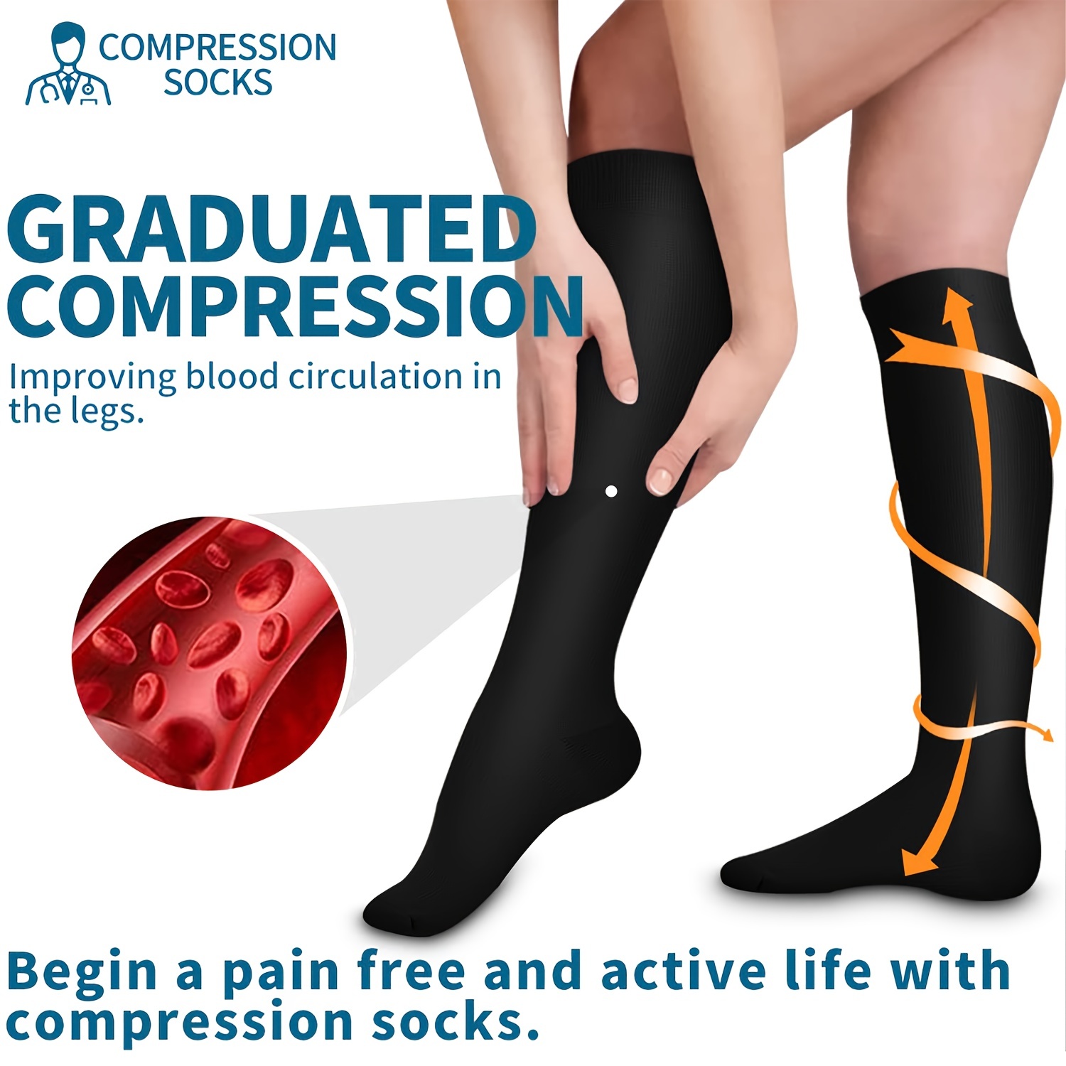 Aoliks 4 pares de calcetines de compresión de cobre para mujeres y hombres,  15-20 mmHg, el mejor apoyo para enfermeras, correr, senderismo