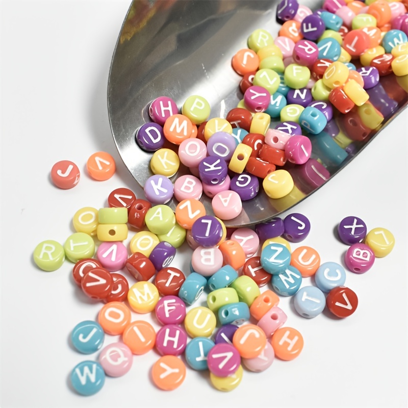 100pcs/lot Candy Color Acrylic Beads Spacer Letter Beads For